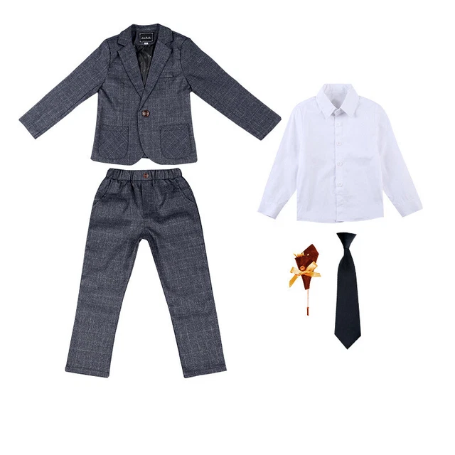 Abiti da ragazzo pezzo ragazzo abito da sposa pagina ragazzo festa ballo blu navy rosso 2-11 anni 5