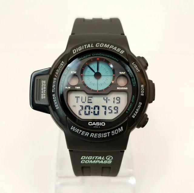 NOS CASIO CPW110 Digital Compass Alarm Chronograph Watch Vintage Japan
