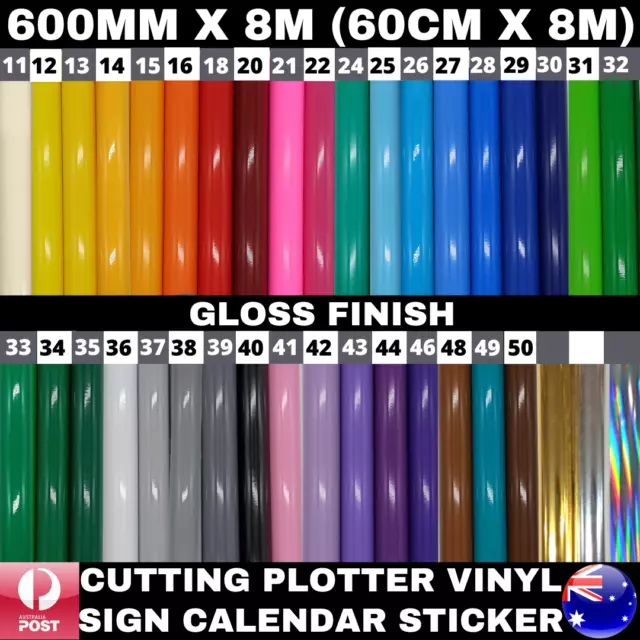 60Cm X 8M Gloss Cutter Plotter Vinyl Sticker Roll Window Banner Calendar Cutting