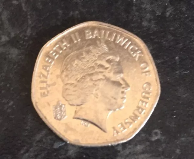 2009 Bailiwick Of Guernsey Map Of Light Twenty Pence 20P Circulated 2