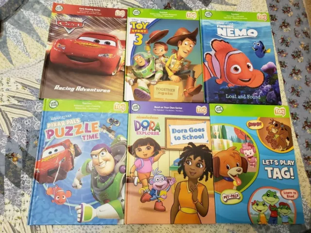 Lot of 6 LeapFrog Books 5 Hardcover Disney Pixar Dora! Tag Reading System