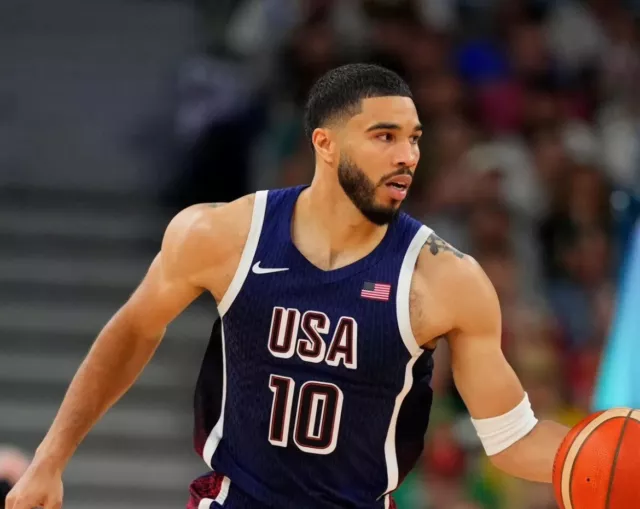 8X10 PHOTO JAYSON TATUM 2024 Paris Olympics Team USA MVP NBA Gold
