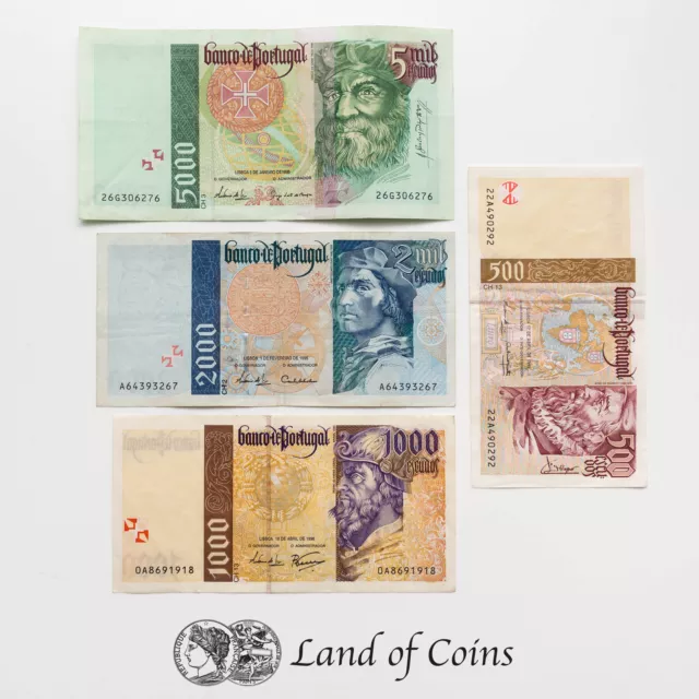 PORTUGAL: Set of 4 Portuguese Escudo Banknotes.