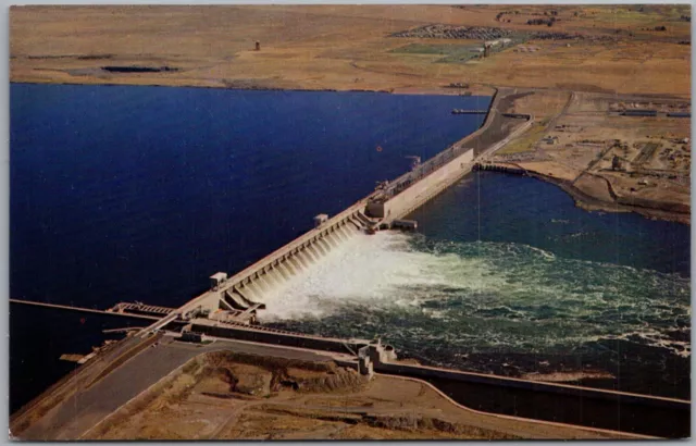 McNary Dam Aerial View Oregon & Washington Postcard R367