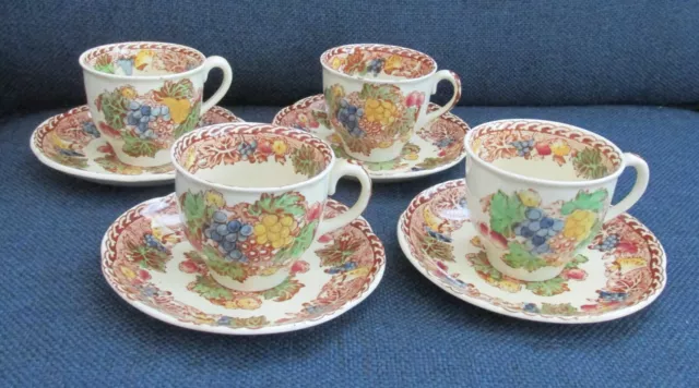 4 Wood & Sons HYDE Demitasse Cup & Saucer Sets- Burslem England