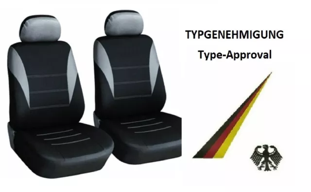 2x vordere Sitzbezüge Sitzbezug Grau Schwarz Polyester Hochwertig mit ABE für
