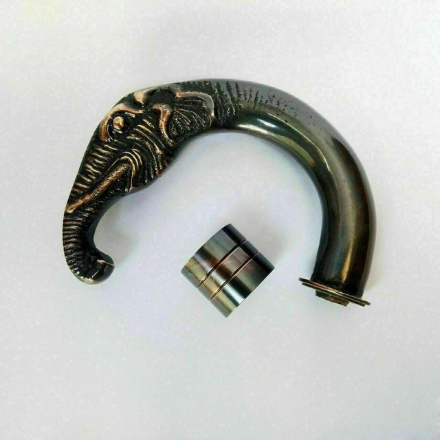 Antique Look Elephant Style Head Handle Victorian Style Walking Cane
