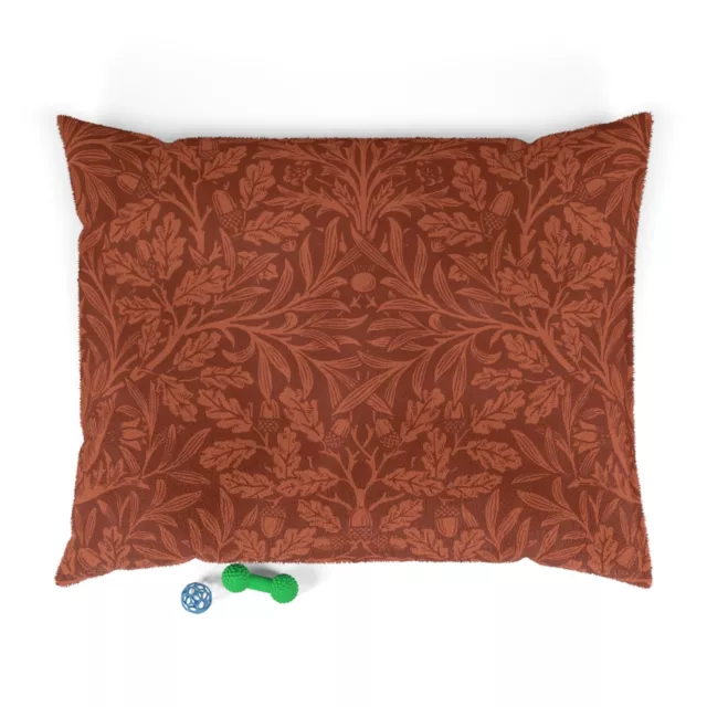 Dog Bed William Morris Pet Floor Cushion Acorns & Oak Leaves Red Puppy Gift