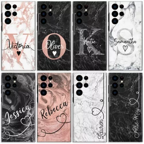 Personnalisé Initiale Téléphone Étui Samsung S22/S21/S20/ Ultra Rose Bille Dur