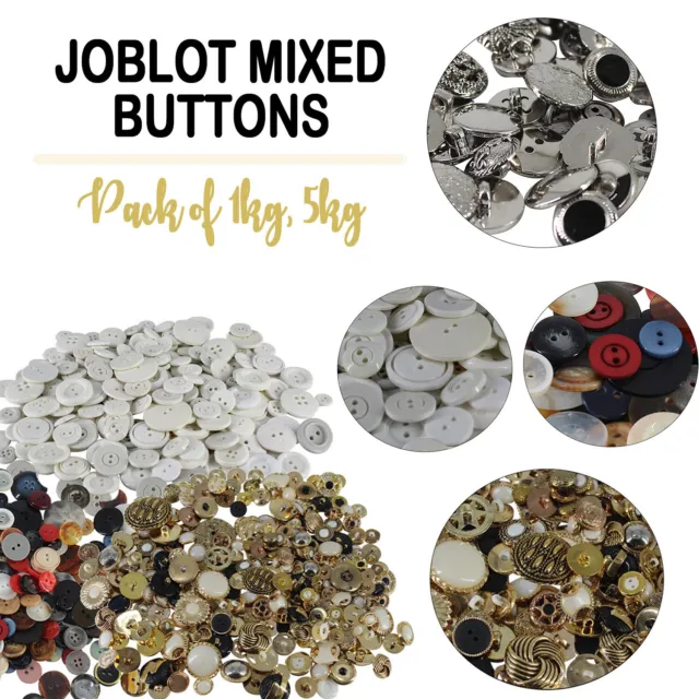Bulk Lot Bag of Buttons Job Lot Mixed Colours Shapes Sizes Small Large Sewing