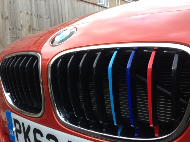 3x BMW M Sport Stripe Decal Set – Kidney Grill Vinyl Badge In M Tech Colors