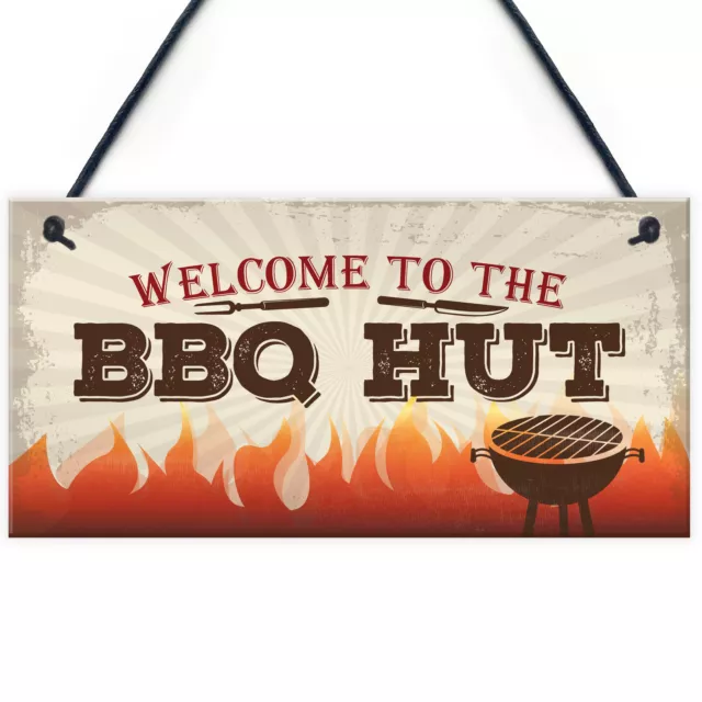 BBQ Hut Garden Sign Summer House Bar Man Cave Shed Plaque Friendship Gift