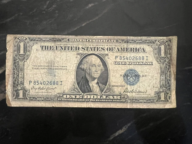 One Dollar Bill, Silver Certificate, series 1935F Washington, D.C.