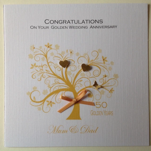 PERSONALISED HANDMADE GOLDEN WEDDING ANNIVERSARY CARD 50th £3.75 ...