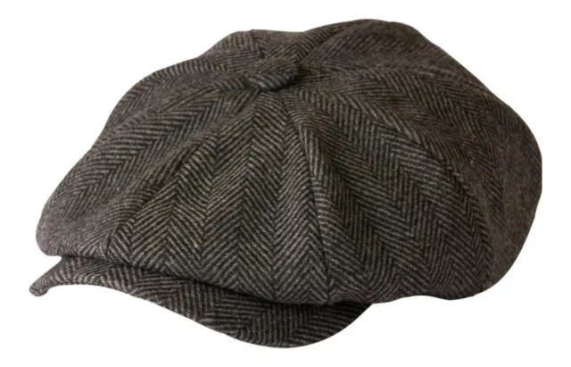 Shelby Charcoal Grey Wool Mix Newsboy Button Top Cap - Gamble & Gunn