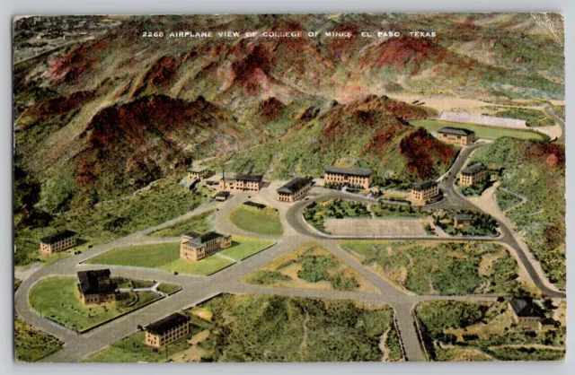 College of Mines El Paso TX Texas Vintage Postcard Aerial View 1941 Ft Bliss