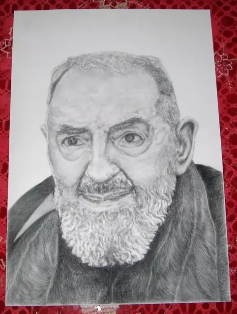Disegno Matita E Carboncino 33X48 - Padre Pio  (San Pio) - Bellissimo!