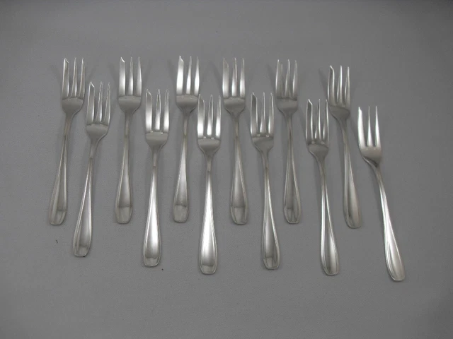 SFAM Art déco, 12 fourchettes à gâteaux 16 cm, Métal argenté, Excellent état