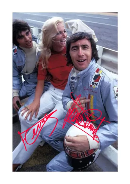 Jackie Stewart & Francois Cevert A4 repro autograph poster with choice of frame