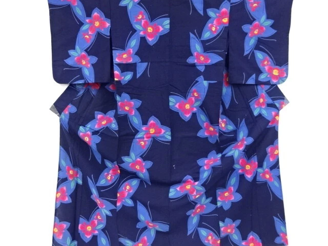 42040# Japanese Kimono / Antique Kimono / Butterfly With Orchid