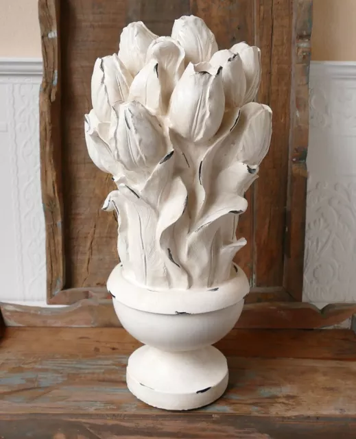 Tulpen Arrangement Französischer Landhausstil Blumen Dekofigur Statue Shabby