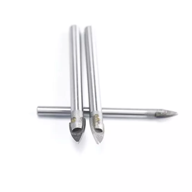 6mm Silver 1/4" Carbide Spear Head Tip Drill Bit For Glass Plastic Tile Ceramic 3