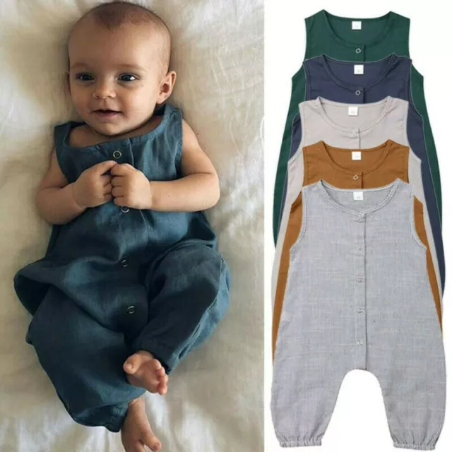 Jumpsuit Bodysuit Clothes Newborn Infant Baby Girls Boys Linen Romper Outfits