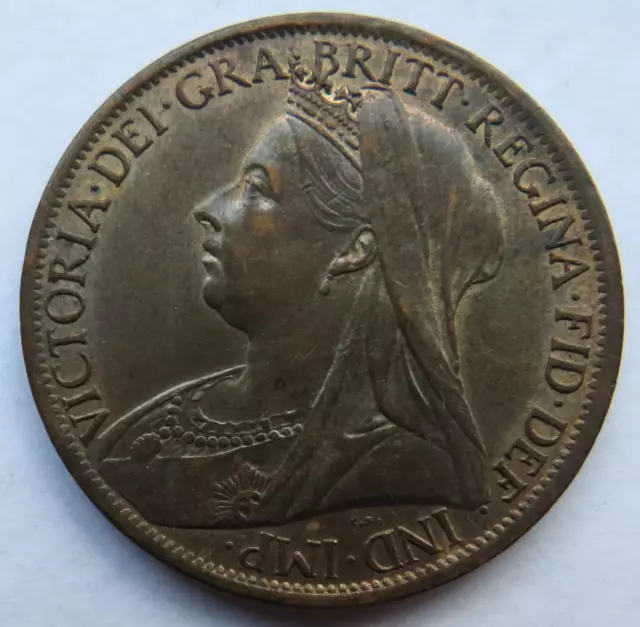 1901 Queen Victoria One Penny Coin In Higher Grade 2