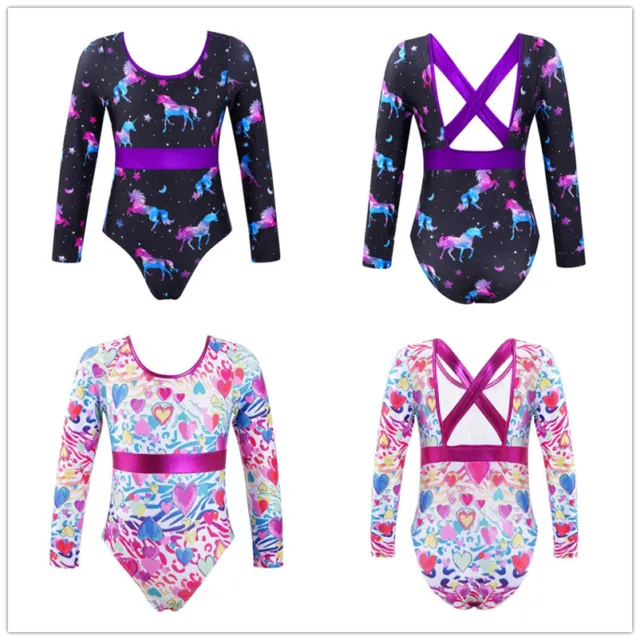 Gymnastics Leotard Girls Long Sleeve Dancing Ballet Leotard Athletic Dancewear