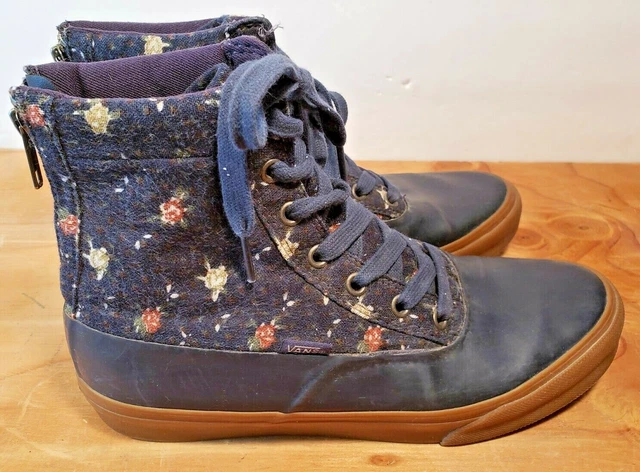 VANS Zip Back High Top Rubber Fabric Shoes Boots Floral Gum Women's Size 7.5