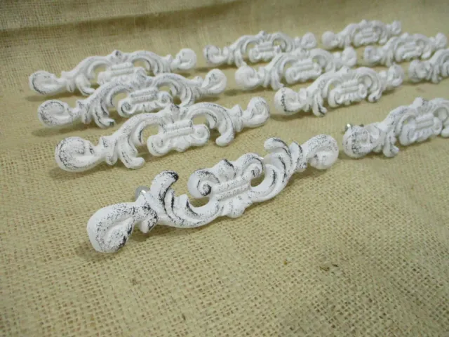 12 Distressed White Drawer Pulls Rustic Vintage Looking Dresser Handles Cabinet