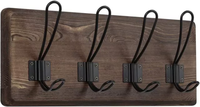 Rustic Wall Mounted Coat Rack with Shelf Wood Entryway Shelf with 4 Coat Hangers