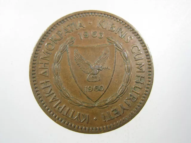 Cyprus 5 Mils 1963 Sharp 10# Money Coin 2