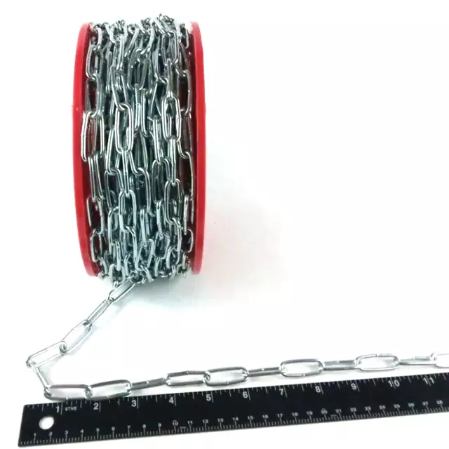 1 Roll on Spool Straight Link Chain 100 Feet on Reel Number 4 Zinc Plated