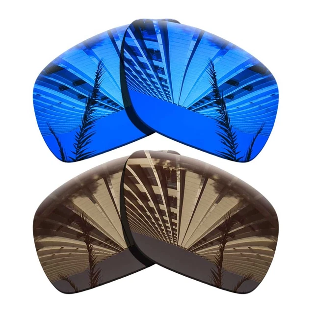 2 Pairs Polarized Replacement Lenses For-Oakley Dispatch 1-Purple Blue+Brown