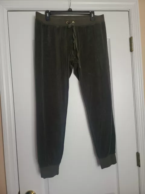 Juicy Couture Black Label Women’s Velour Joggers Size L Dark Green