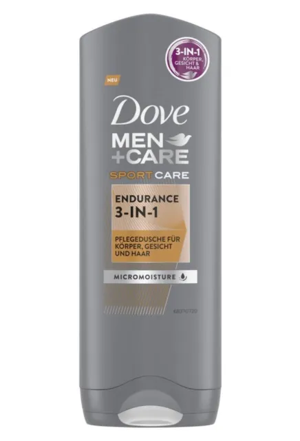 12x Dove Gel Douche 250ml Endurance 3in1 Hommes+ Soin Du Corps Cheveu Visage