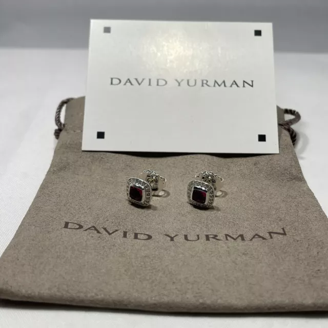 David Yurman Sterling Silver Petite Albion Earrings Pink Tourmaline & Diamonds