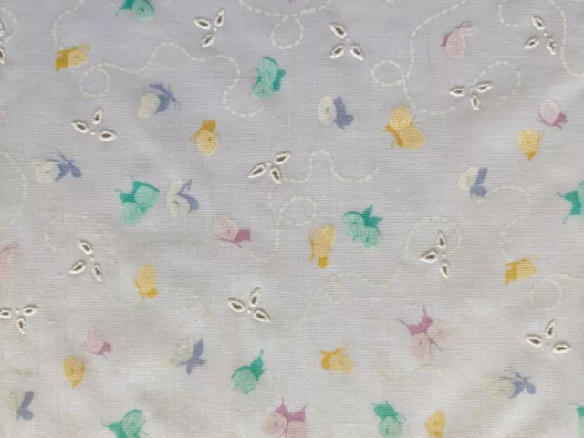 1 YD X 45" - Faux Eyelet Fabric - Mini Flowers & Butterflies