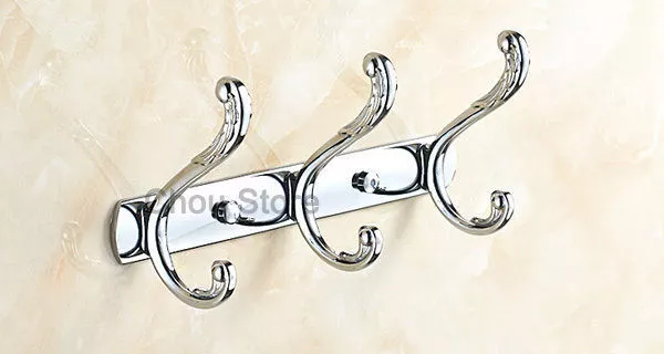 Chrome Wall Door Mount Robe Hooks Bathroom Clothes Hat Coat Hanger Rack Retro