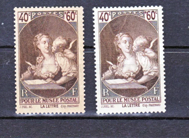 France  446 variété brun gris et normal musée postal neuf** TB MNH