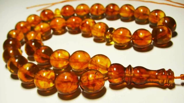 Genuine Baltic Amber Tasbih Misbaha Amber Muslim Rosary Islamic prayer pressed