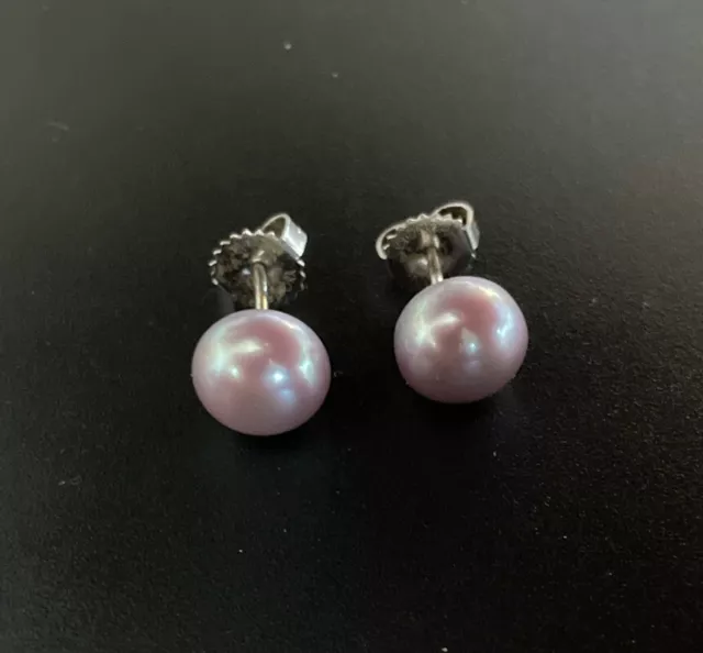 sterling silver 9mm Genuine Honora Cultured Freshwater pearl stud earrings 925.