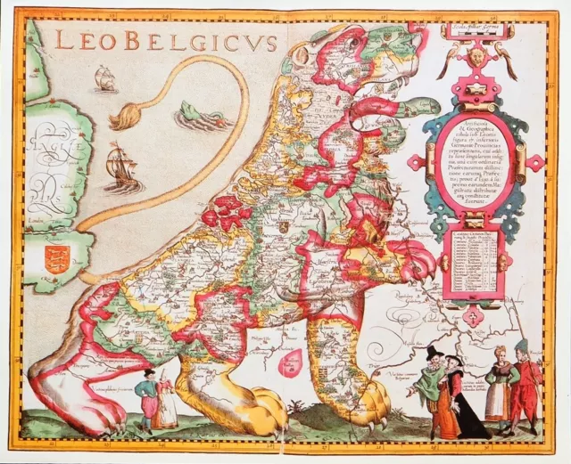 REPRO 12.25" x 10"  UNUSUAL MAP PRINT OF AN ANTIQUE 1617 MAP OF  THE NETHERLANDS
