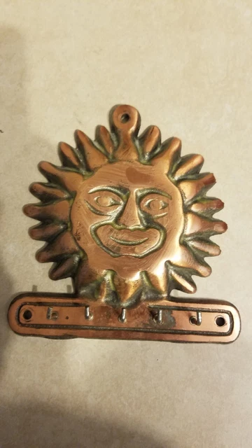 Vintage Cast Metal Sun Face 1995 Wall Mount Hooks