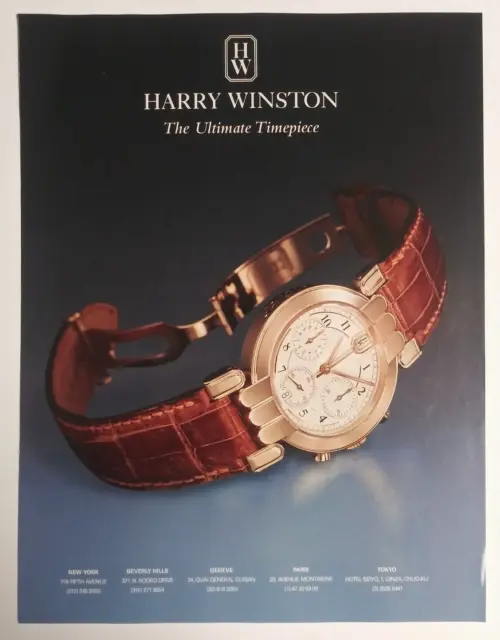 1997 Harry Winston Ultimate Timepiece Wrist Watch Vintage Magazine Cut Print Ad