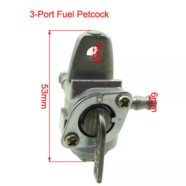 3-Port Gas Fuel Tap Petcock Switch For Pit Dirt Motor Bike ATV Quad 4 Wheeler