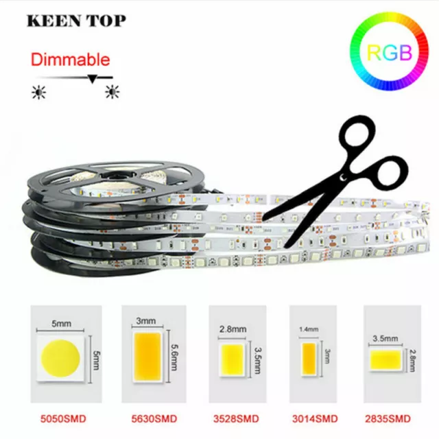 5M SMD 300 600 LED 2835 5050 5054 5630 Waterproof Flexible LED Strip Light 12V