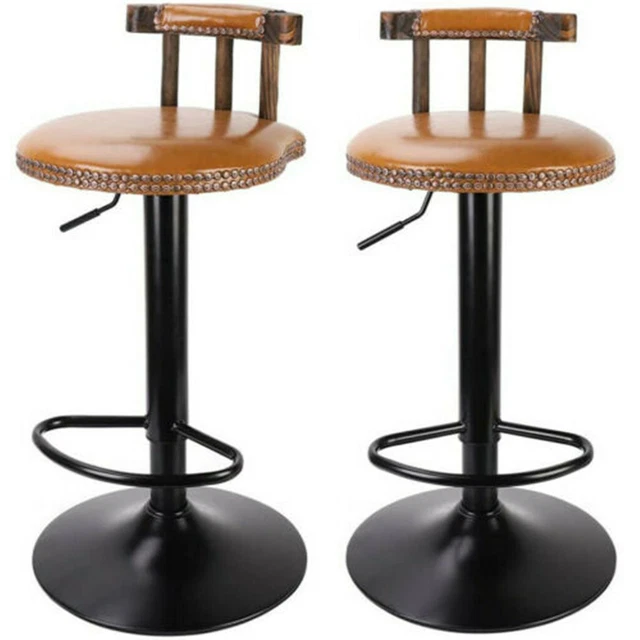 Lot de 2 Chaise de Bar Rotative Tabouret Bar Industriel avec Dossier