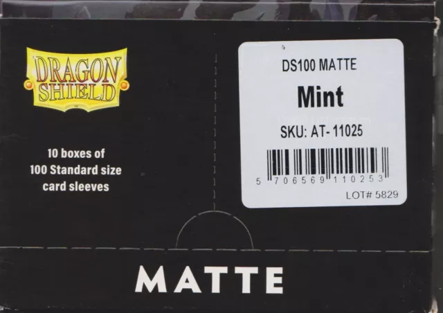 Lot 10 new 100 ct pk Dragon Shield Matte Deck Sleeves Protectors Matte Mint